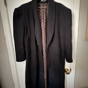 Vintage Jofeld Coat Women Black Wool Long Sleeves Open Front